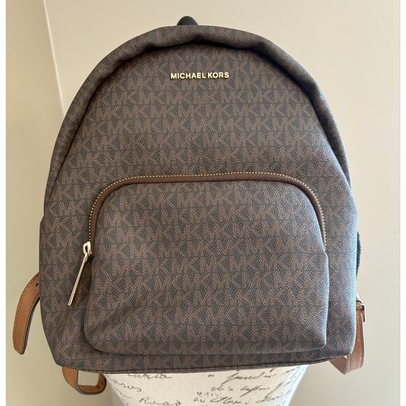 Michael Kors Erin Ladies Brown Signature Faux Leather Backpack Bag - Picture 10 of 10